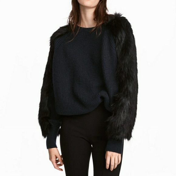fur sleeve sweater